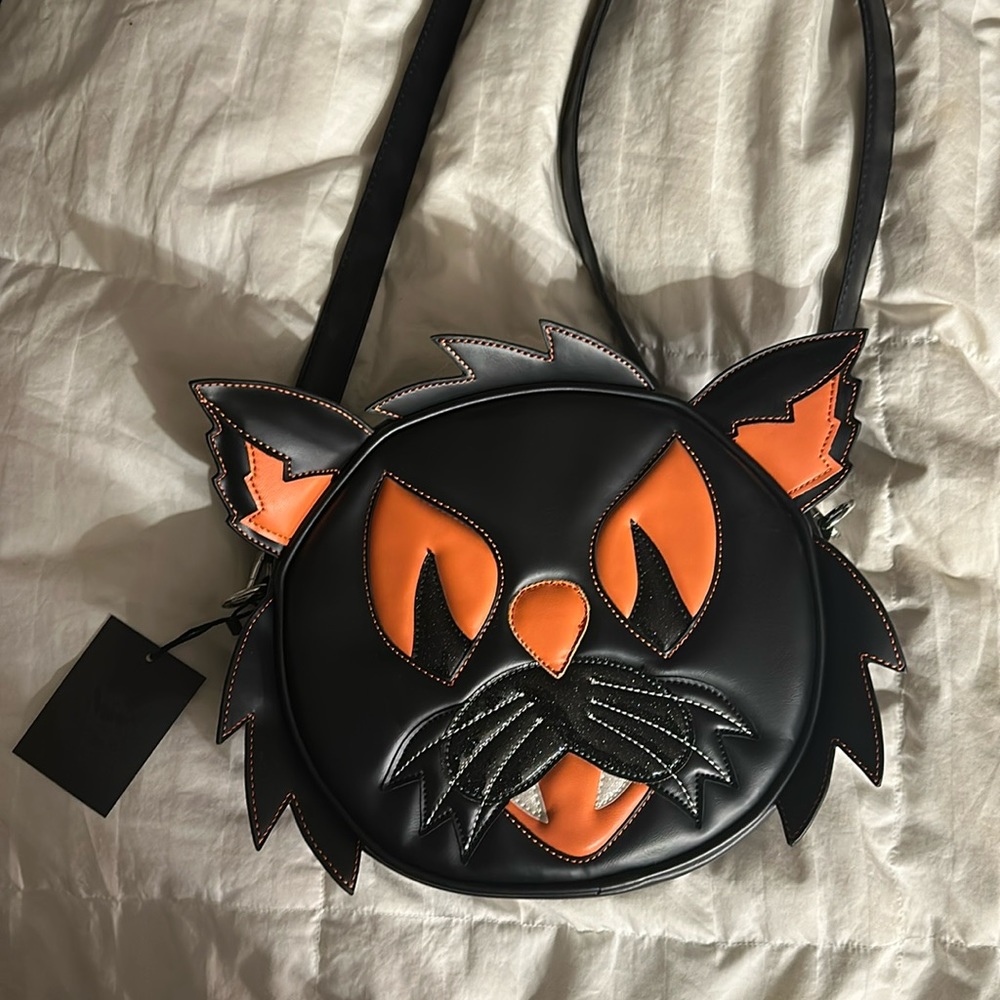 Love Pain and Stitches Pumpkin Kult Black Cat Bag